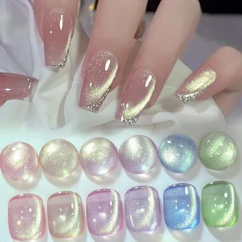 Vista 21 de Born Pretty - Esmalte de uñas de gel magnético 9D con purpurina reflectante, esmalte de gel holográfico de color gato magnético, juego de 7ml, 6