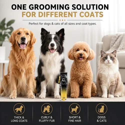 Vista 2 de Cortapelos para perros para cabello grueso, kit de aseo inalámbrico
