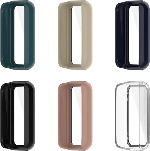 Vista 3 de E ECSEM Funda compatible con Amazfit Band 7 con protector de pantalla de vidrio templado integrado, cobertura completa, carcasa protectora ultrafina