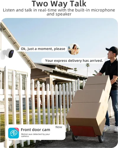 Vista 4 de Cámaras de seguridad WiFi 5G/2.4G inalámbricas para exteriores, cámaras WiFi alimentadas por batería 2K con detección de movimiento AI, foco