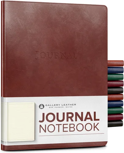 Vista 19 de Diario de cuero Gallery Leather - Elaborado en Maine, EE. UU. - Elegante cuaderno de escritura de cuero con 192 páginas rayadas - Un espacio