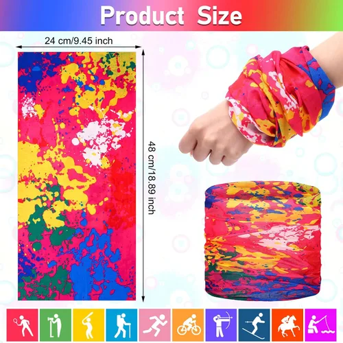 Vista 3 de Jiuguva 26 piezas de polaina de cuello para hombre, diadema bohemia, envoltura para la cabeza, a granel, senderismo, bufanda sin costuras, bandana