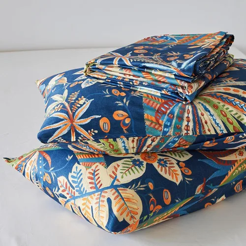Vista 7 de SUSYBAO Funda de Edredón de Plantas Coloridas Queen 100% Algodón Egipcio Juego con Patrón Acuático 3 Piezas 1 Funda de Edredón Botánica de Hojas