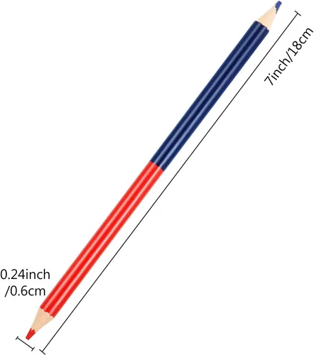 Vista 2 de Zhanmai 24 lápices de colores rojo y azul, lápices de cheques de doble extremo, preafilados y borrables, 2 HB para verificar mapas, pruebas