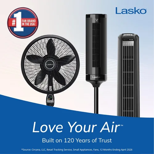Vista 2 de Lasko Ventilador de torre oscilante con control remoto, 3 velocidades silenciosas, temporizador para dormitorio, cocina, uso en oficina, negro, 36