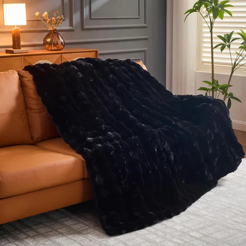 Vista 50 de UKELER - Manta de lana de búfalo a cuadros para sofá de 60 x 50 pulgadas - Ultra suave, afelpada, de franela, forro polar, sherpa, para niños