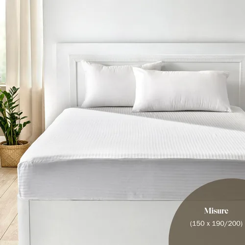 Vista 3 de Pikolin Home – Protector de colchón Ticking, 100% algodón, blanco, Lit 150 - 59.1 x 78.7 in