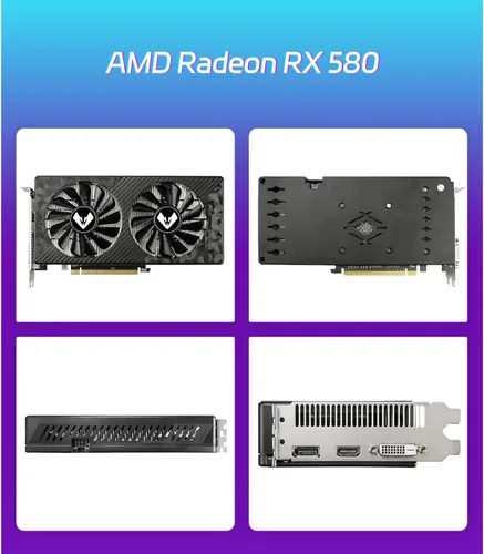 Vista 2 de MOUGOL Tarjeta gráfica AMD Radeon RX 580 8GB GDDR5 para juegos, HDMI/DP/DVI Blanco