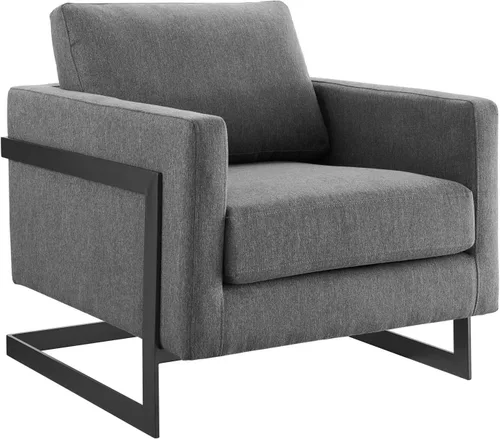 Vista 3 de Posse - Silla decorativa de tela tapizada en carbón negro Negro carbón