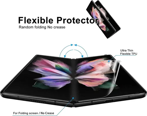 Vista 2 de Protector de pantalla para Samsung Galaxy Z Fold 5 5G, protector de pantalla de TPU flexible, paquete de 2 unidades frontales con 2