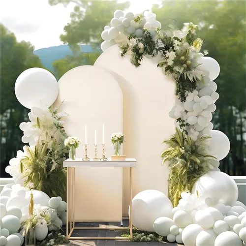 Vista 37 de Baby Blue Arch Backdrop Cover, 6FT Spandex Fitted Wedding Arch Stand Covers Round Top Chiara Backdrop Cover for Birthday Party Ceremony Banquet Azul