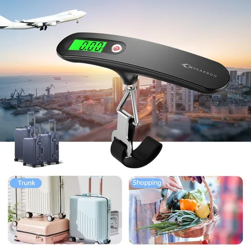 Vista 4 de Báscula digital de equipaje báscula colgante de alta precisión de 110 lb 50 kg con retroiluminación ultra portátil, báscula digital de viaje