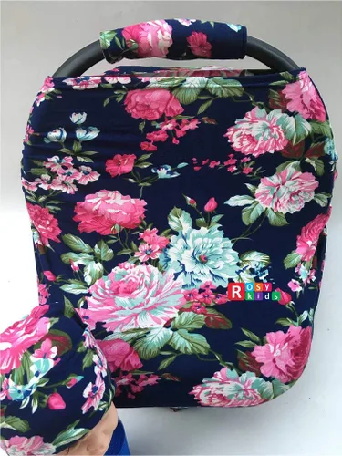 Vista 3 de Juego de 9 piezas de funda para asiento de coche infantil, cubierta para reposacabezas, sombrero, bufanda de enfermería, 25JE06