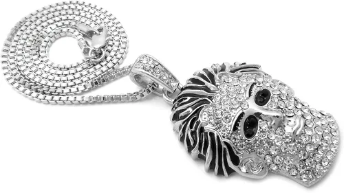 Vista 3 de Crescendo SJ - Collar con colgante de máscara de Michael Myers de 0.079 in de cadena de hip hop Bling collar XZ390BX