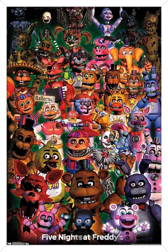 Vista 14 de Trends International Five Nights at Freddy's - Póster de pared Ultimate Group, 14.725 x 22.375 pulgadas, versión enmarcada de madera de granero