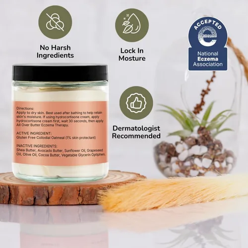 Vista 2 de Chatham Natural Skin Care Crema para aliviar el eccema All Over Butter de 3 onzas, piel seca, picazón, cara, pies y manos. Confiada por familias