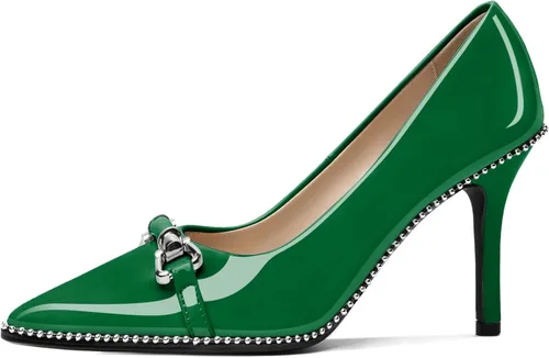 Vista 2 de AUMOTED Zapatos de tacón alto con hebilla para mujer, tacón alto, tacón alto, zapatos de vestir de 3.5 pulgadas, para oficina, fiesta, charol