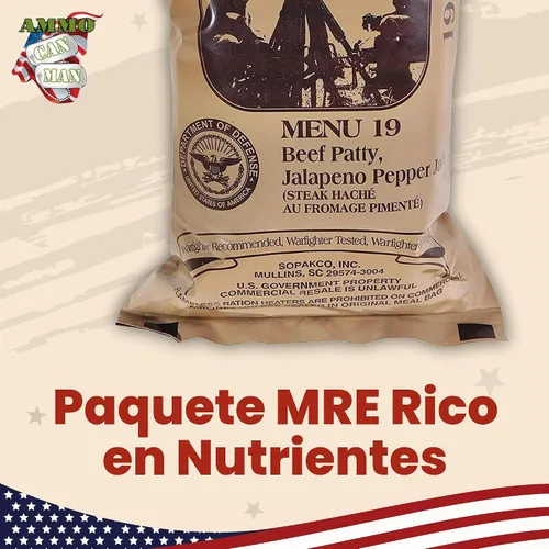 Vista 4 de Genuino excedente militar Estados Unidos, menús 13 –24 Mres (Comidas listas para comer) Caja B