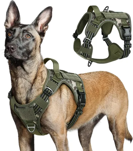 Vista 19 de rabbitgoo Arnés táctico para perros pequeños, chaleco de servicio militar sin tirones con asa y Molle, de fácil control para entrenar y caminar