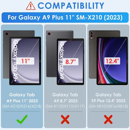 Vista 2 de DETUOSI Funda con teclado retroiluminado para Samsung Galaxy Tab A9 Plus/A9+ 5G de 11 pulgadas (SM-X210) 2023 Android Tablet con soporte para S Pen