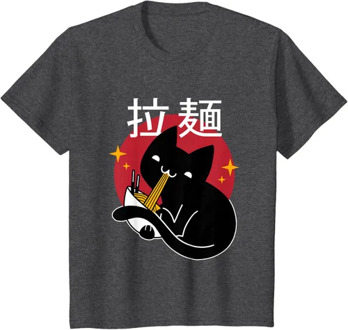 Vista 26 de Camiseta japonesa Ramen Noodle Cat, Negro