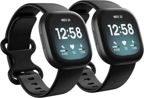 Vista 14 de Paquete de 2 bandas impermeables compatibles con Fitbit Versa 3/Fitbit Versa 4/Fitbit Sense/Sense 2, pulseras deportivas clásicas de repuesto suaves