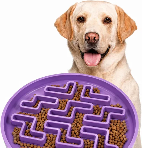 Vista 22 de Cuenco grande de alimentación lenta para perros, bandeja de alimentación de rompecabezas de silicona premium para perros y gatos, cuenco de Cian