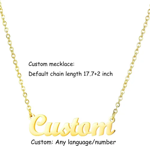 Vista 5 de GXFCNNYY Collar con nombre personalizado chapado en oro de 18 quilates y plata, colgante grabado personalizado para mujer, regalo de joyería delicada