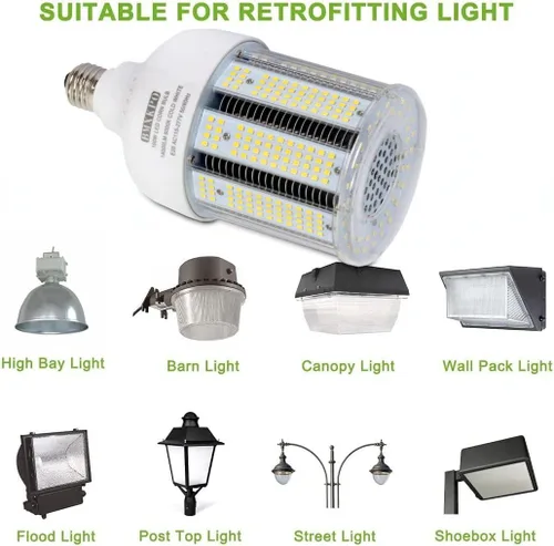 Vista 4 de BMXKPO - Bombilla LED de mazorca de maíz de 100 W, luz diurna de 5000 K, base E26/E39, paquete de 2 Reemplazo 400 vatios halogenuros metálicos HPS