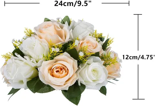 Vista 8 de NUPTIO Juego de 2 jarrones de boda y 2 flores artificiales para centros de mesa de boda