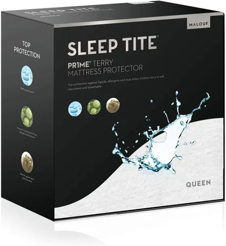 Vista 7 de Colchón protector Sleep Tite garantía de por malouf hipoalergénicos 100% impermeable , Algodón, Blanco, gemelo