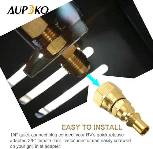 Vista 6 de Aupoko Accesorios de conexión rápida de propano RV de 1/4 pulgadas, enchufe de conexión rápida de 1/4 pulgadas x 3/8 pulgadas hembra para conectar