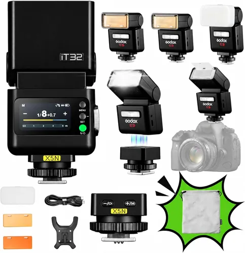 Vista 14 de GODOX Flash de cámara iT32 TTL con disparador X5C para Canon EOS R10, R7