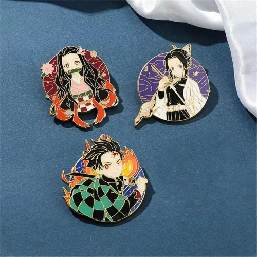 Vista 9 de Kimetsu No Yaiba Tanjiro - Broches de personajes de anime Nezuko Rengoku, regalos de cosplay para niños, niñas, adolescentes, mujeres y hombres