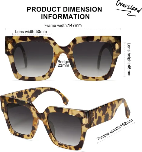Vista 5 de SOJOS Gafas de sol cuadradas vintage de gran tamaño para mujer, estilo retro, de lujo, grandes, UV400 SJ2194