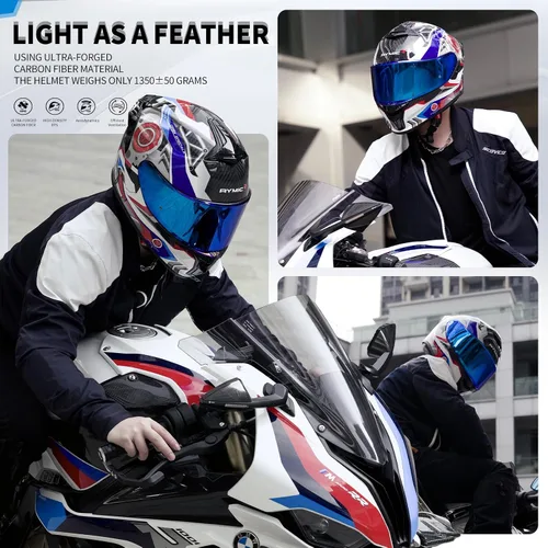 Vista 2 de S-GT Carbon Fiber Motorcycle Helmet Full Face Racing Helmet for Adult, Speaker-Ready Design, DOT Approved