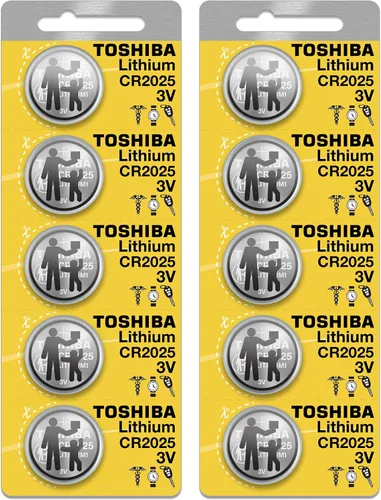 Vista 10 de Toshiba CR2025 - Paquete de ampolla resistente a los niños con celda de moneda de litio de 3 V (2 baterías)