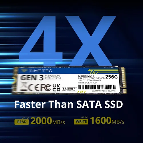 Vista 2 de Timetec 256 GBx2 (paquete de 2) SSD NVMe PCIe Gen3x4 8Gb/s M.2 2280 3D NAND TLC 150TBW caché SLC de alto rendimiento Velocidad de lectura/escritura