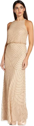 Vista 5 de Adrianna Papell Vestido estilo blusa con cuentas Art Deco para mujer con escote halter