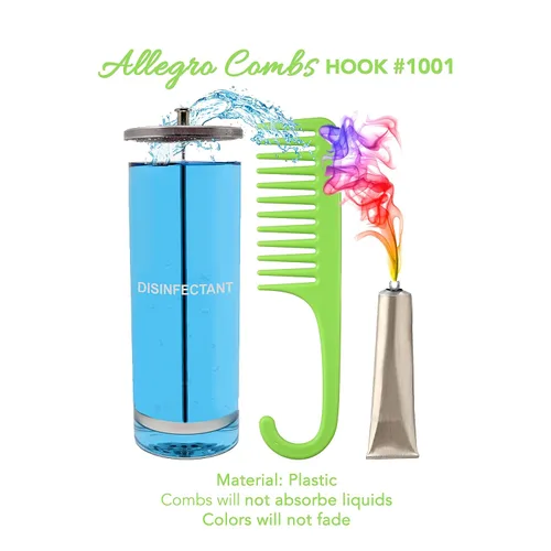 Vista 4 de Allegro Combs Peine de ducha con gancho para cabello rizado, para desenredar en húmedo o seco, 1 unidad, color verde