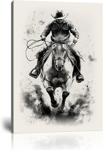 Vista 9 de Arte de pared de vaquero occidental Imágenes de mujeres vaquero Impresiones Póster de lienzo del suroeste Arte de decoración de pared occidental