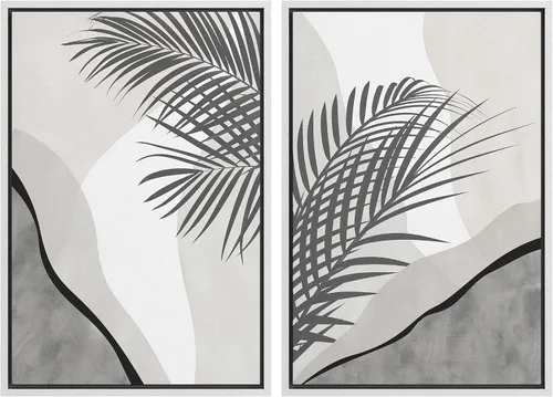 Vista 60 de SIGNFORD Lienzo enmarcado para pared, juego de arte geométrico retro de mediados de siglo, plantas forestales, ilustraciones con formas abstractas