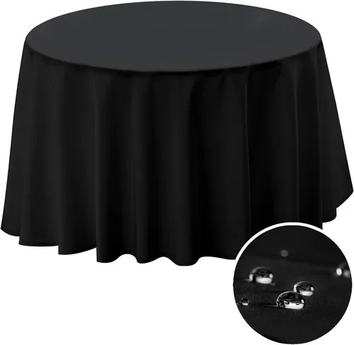 Vista 8 de BYDOLL Mantel redondo de 48 pulgadas, mantel de poliéster beige lavable sin arrugas, a prueba de derrames, para mesas de hasta 38 pulgadas