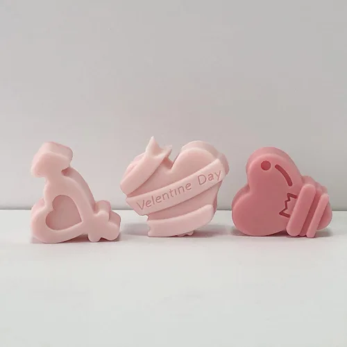 Vista 8 de Moldes de silicona de plástico para el día de San Valentín, moldes de silicona para dulces de corazones rosados, moldes de jabón, moldes de galletas