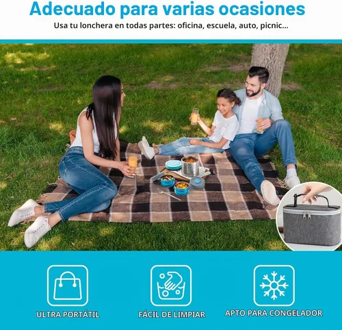 Vista 6 de Lille Home - Juego de loncheras portátiles aisladas con cubiertos de acero inoxidable, lonchera con aislamiento al vacío, para mantener la comida