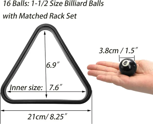 Vista 2 de TOPZEA Juego de bolas de billar tamaño pequeño, juego de bolas de billar de 1-1/2 pulgadas, juego completo de 16 bolas con estante para billar
