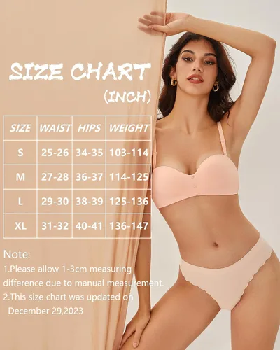 Vista 3 de FINETOO Paquete de 6 tangas sin costuras para mujer, con encaje, ondulados, tiro bajo, espalda en T, tanga, ropa interior sexy S-XL