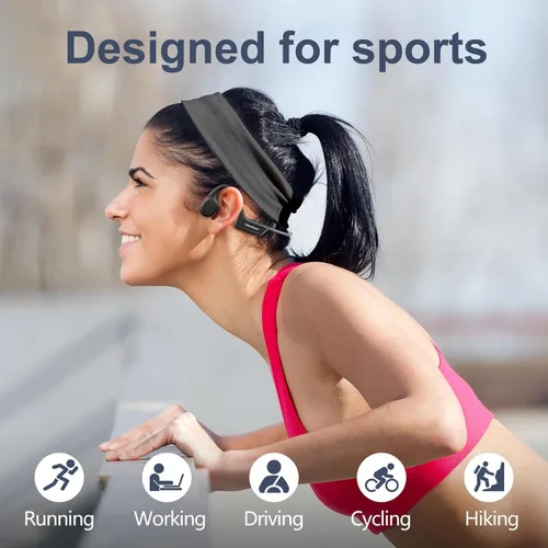 Vista 8 de Auriculares de conducción ósea Bluetooth, auriculares inalámbricos impermeables IPX7 mejorados, auriculares abiertos Bluetooth 5.3 con micrófono