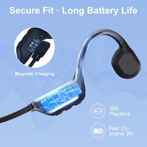 Vista 6 de IFECCO Auriculares de Conducción Ósea Bluetooth 6.0 - Auriculares de Conducción Ósea Impermeables IP67 con Micrófono, Auriculares Inalámbricos