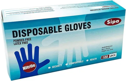 Vista 3 de SIPA Guantes desechables de nitrilo de 2.8 mil, paquete de 100, sin látex, seguridad sin polvo